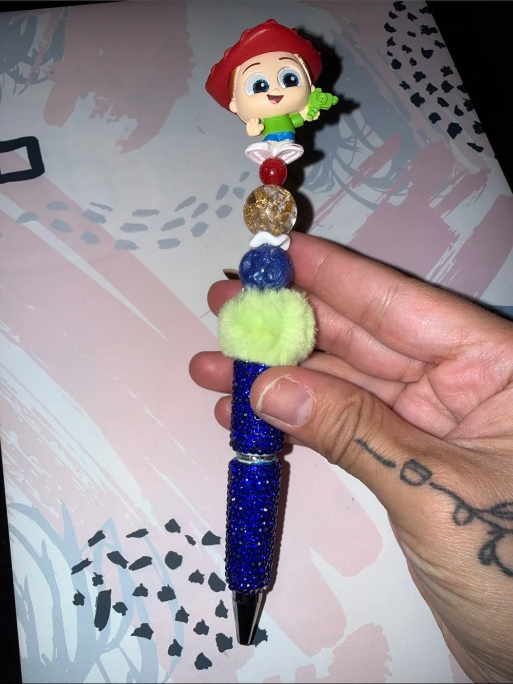 New Blue Crystal Embellished Toy Story  Pen with Jesse Top